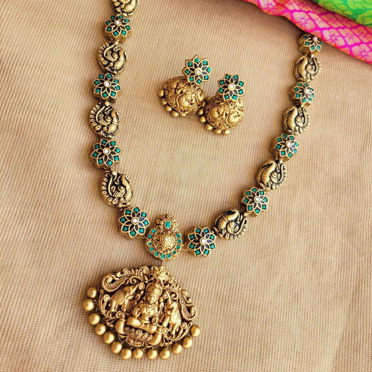 Eco-friendly Pravisha terracotta jewellery with antique gold detailing