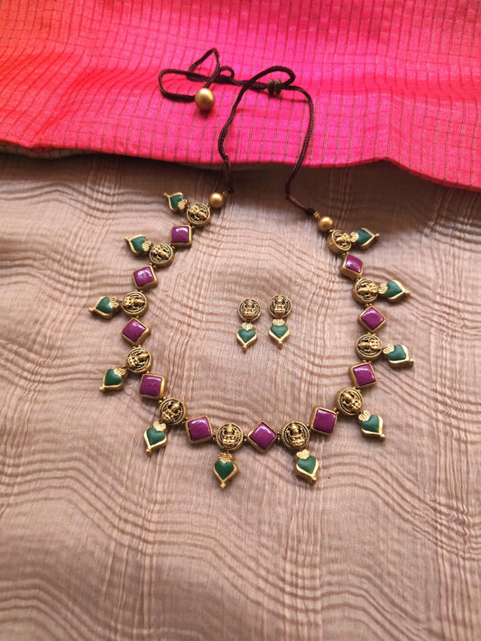 The Devi Arpan Antique Gold & Multi-Hue Goddess Terracotta Set