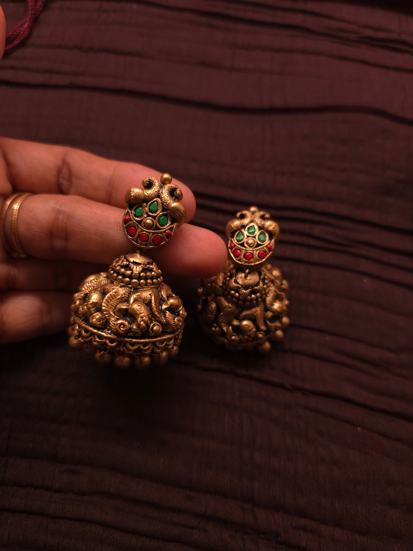 The Gaja Heritage Antique Gold Temple Elephant Terracotta Haar Set