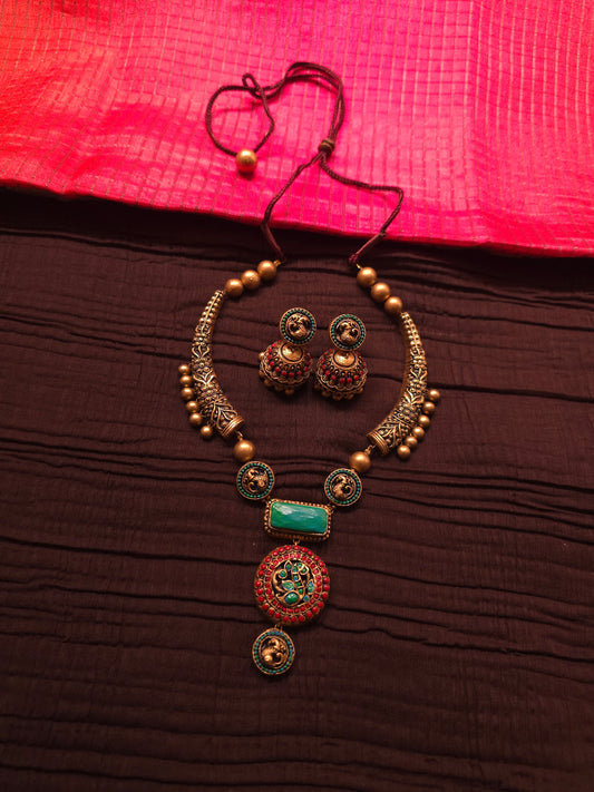 The Mayura Virasat Antique Gold & Emerald Heritage Terracotta Set