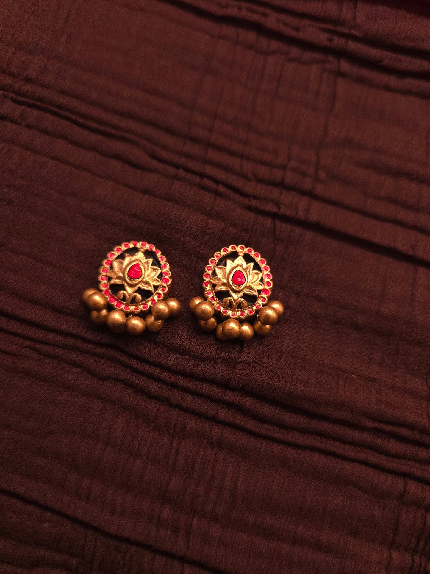 The Shield of Ganesha Antique Gold & Forest Green Terracotta Set