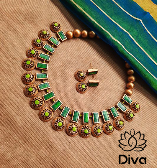 Vogue Statement Green Terracotta Jewellery