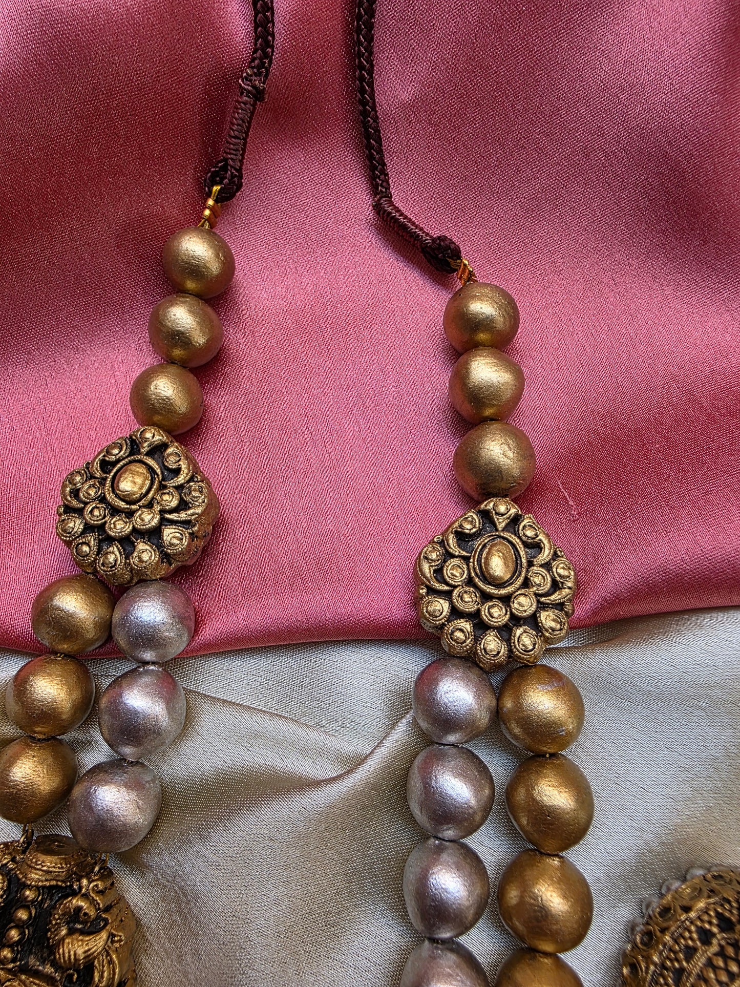 Dual Tone Double layer Mugappu Terracotta Jewellery