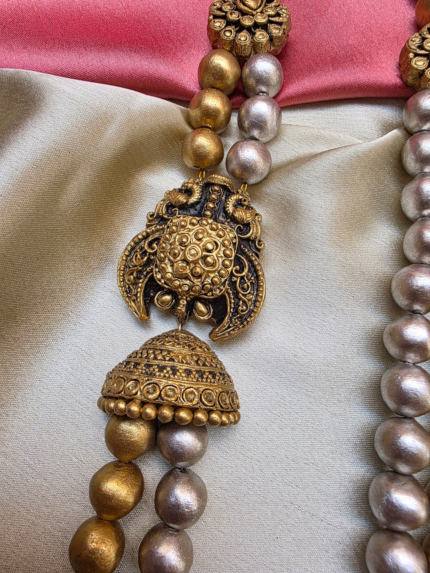 Dual Tone Double layer Mugappu Terracotta Jewellery