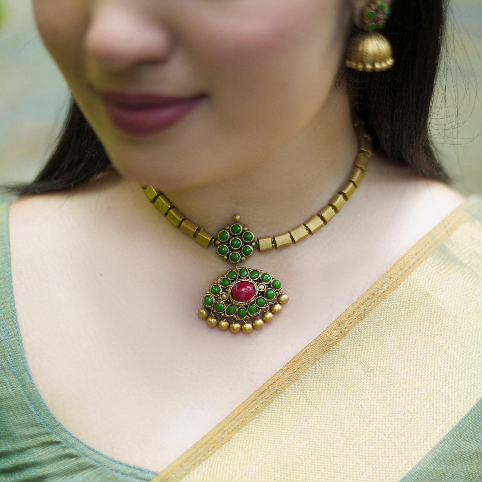 Green Attigai Terracotta Jewellery