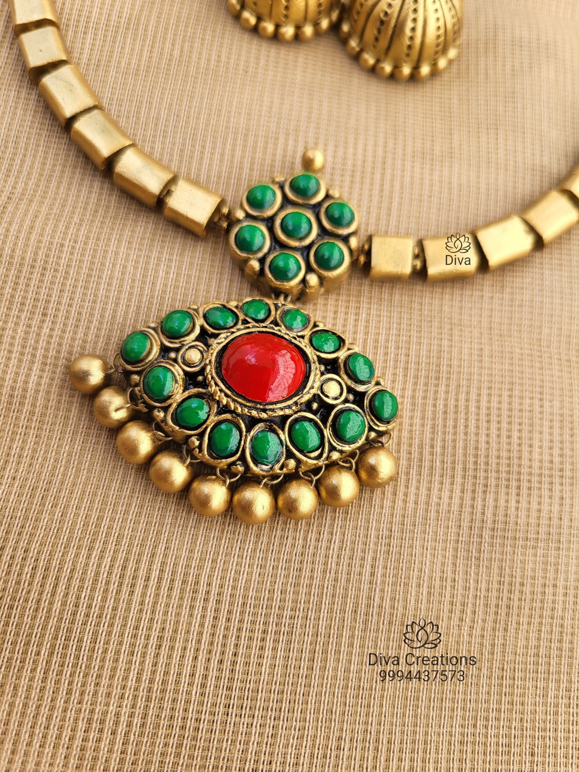 Green Attigai Terracotta Jewellery