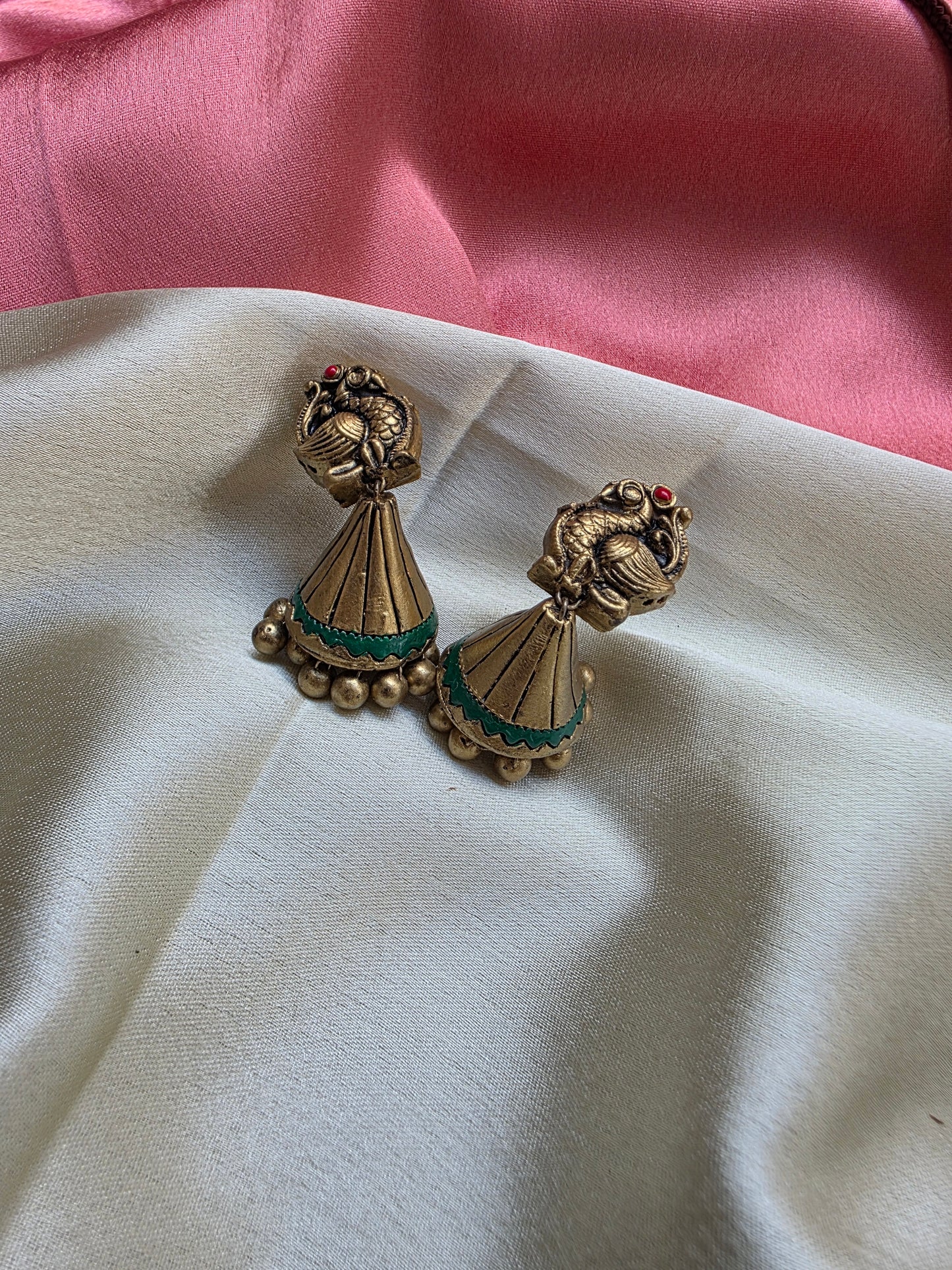 Green Mayura Vardhini Terracotta Jewellery