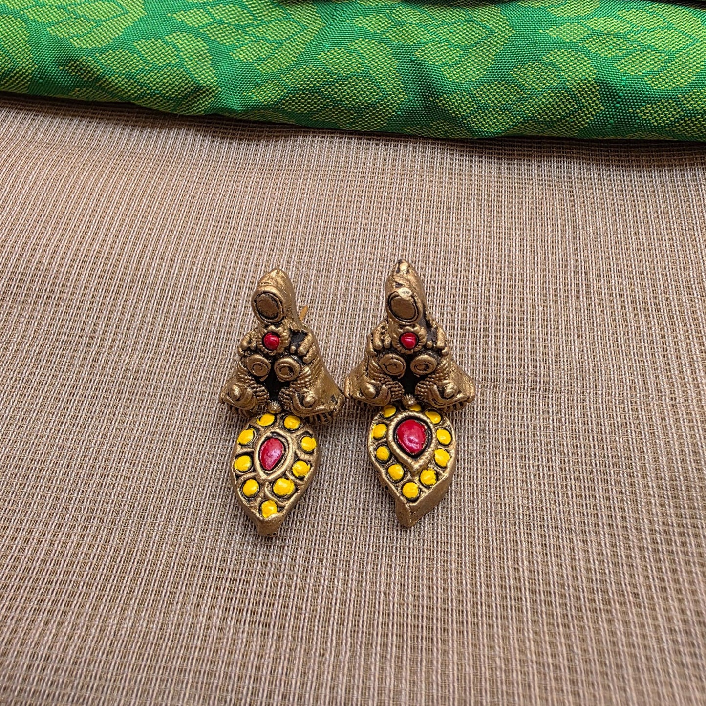 Kemp Mango Terracotta Jewellery Yellow Jhumka Earrings