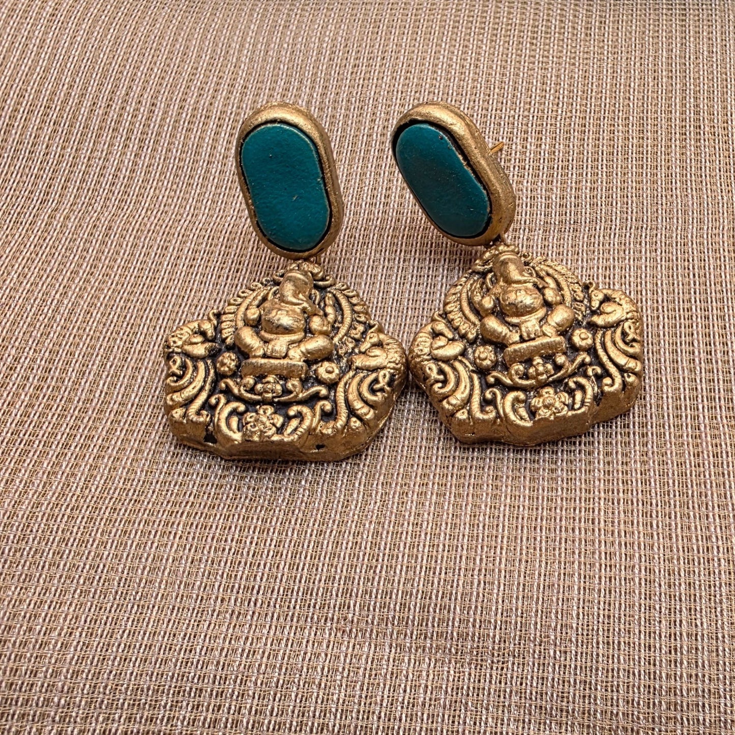 Kemp New Terracotta Jewellery Blue Jhumka Earrings