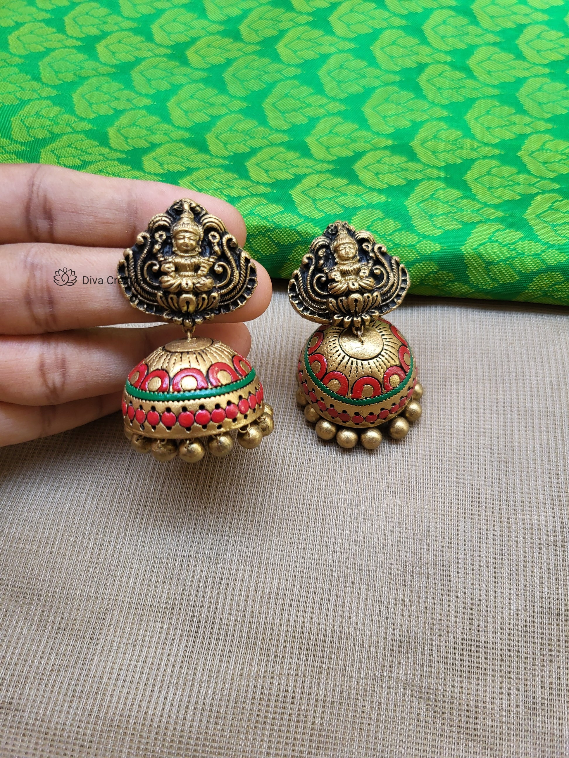 Lakshmi Floral Terracotta Jhumka Earrings