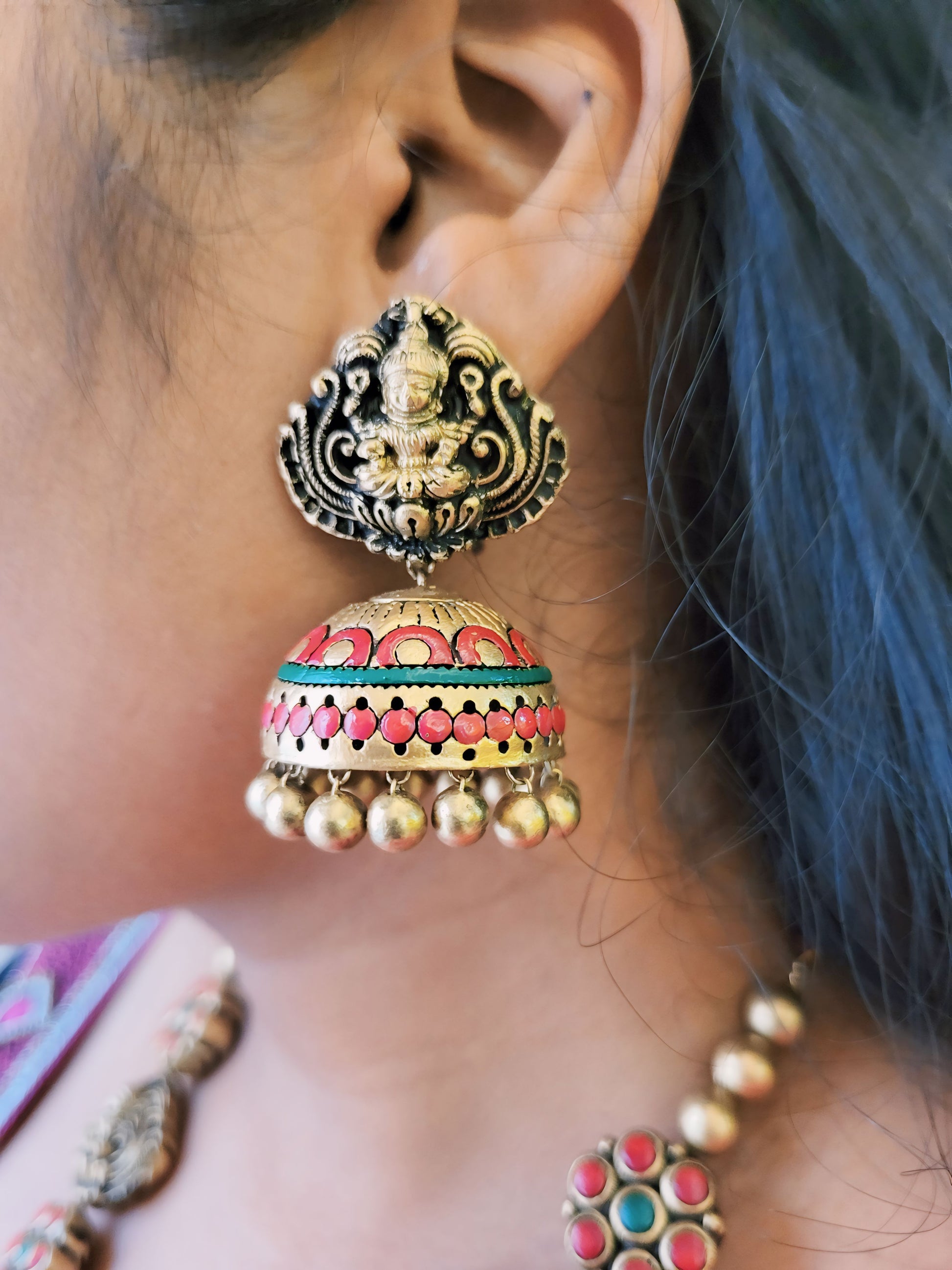 Lakshmi Floral Terracotta Jhumka Earrings