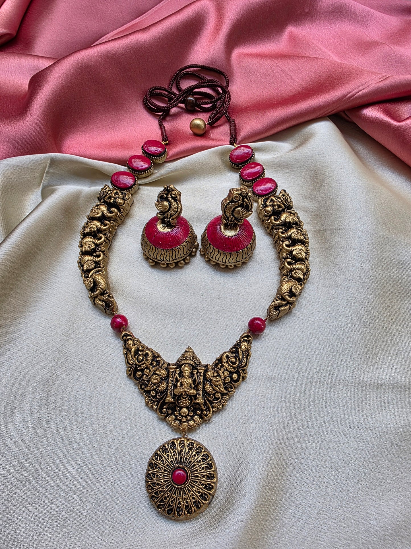 Lakshmi Hasli Pink Punch Terracotta Jewellery
