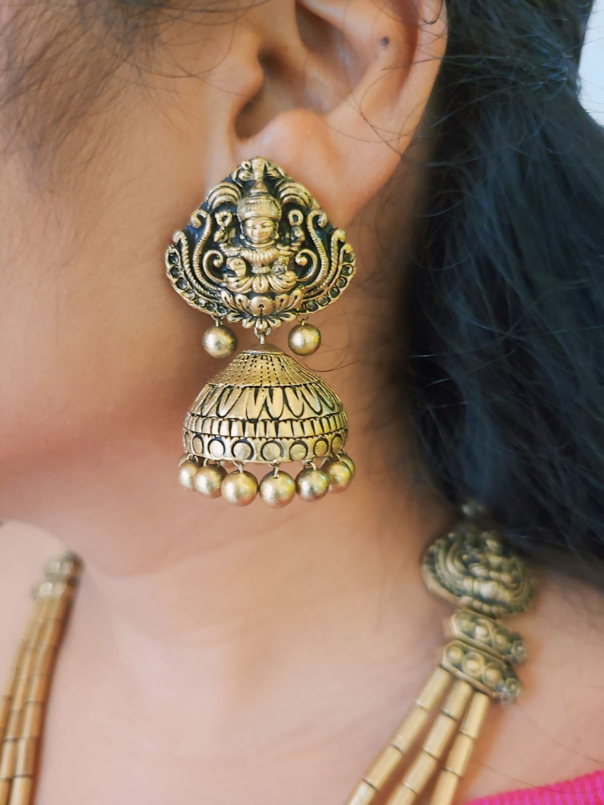 Lined Charm Signature Terracotta Jhumka Earrings