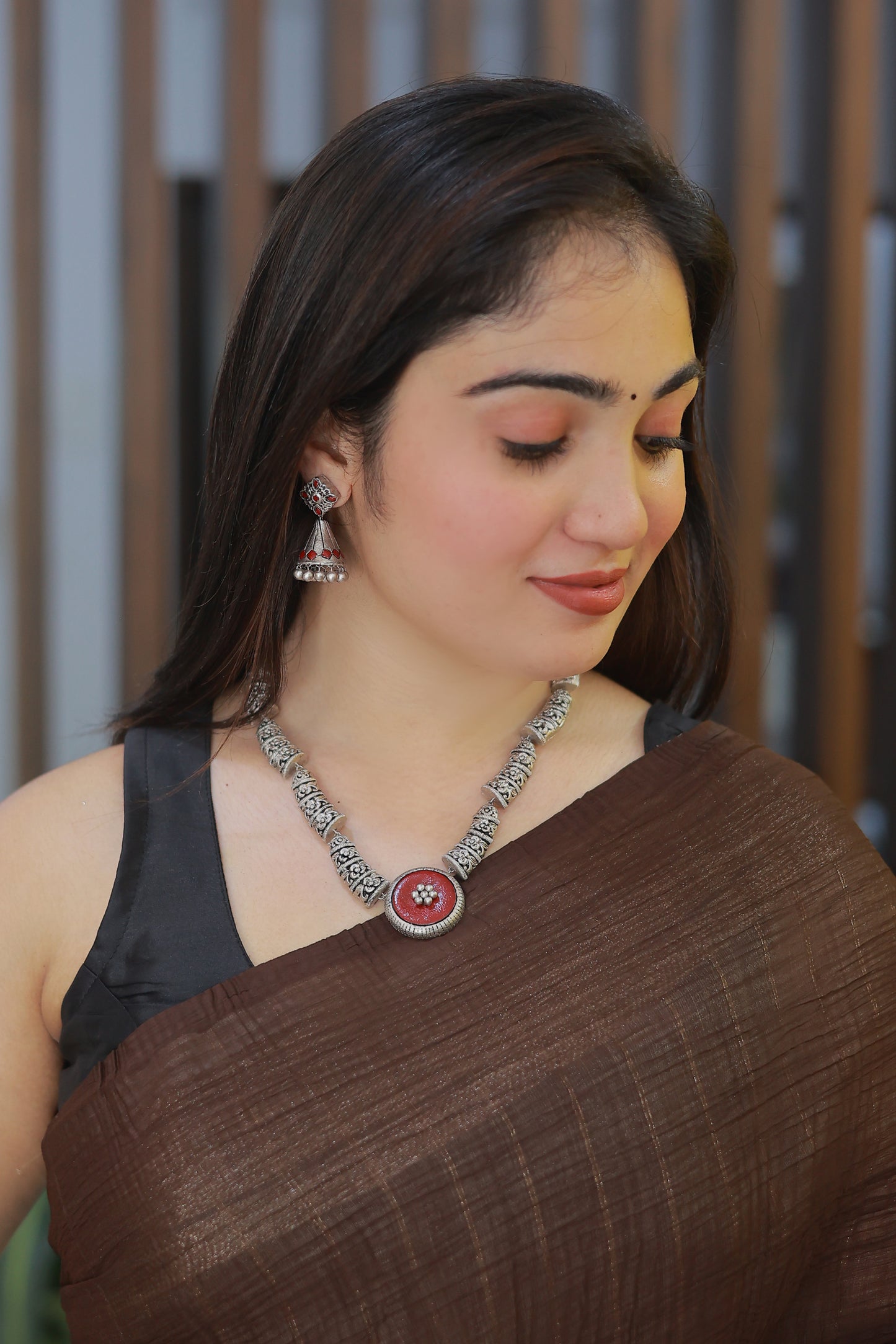 Maroon Contemporary Terracotta Jewellery