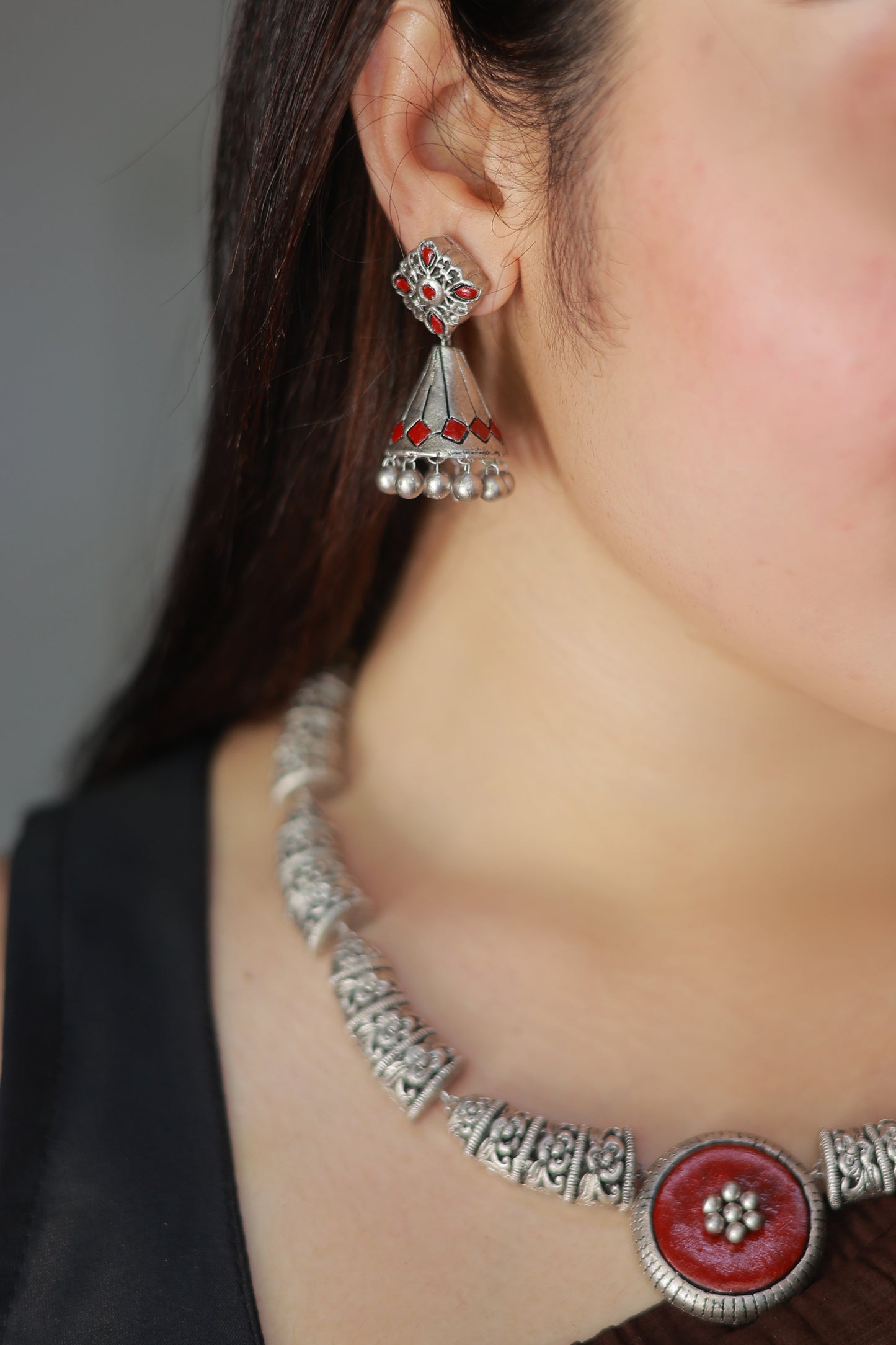 Maroon Contemporary Terracotta Jewellery