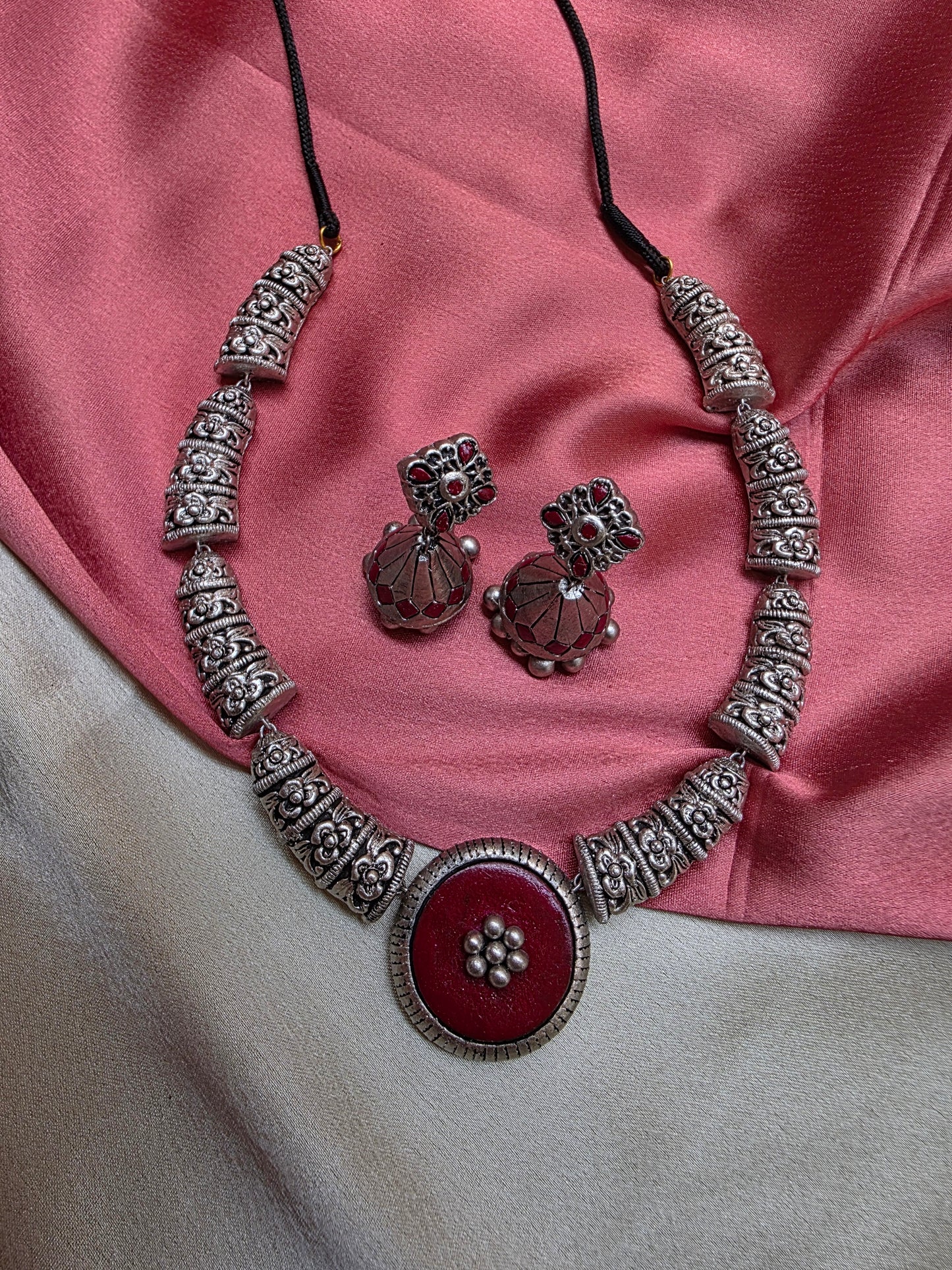 Maroon Contemporary Terracotta Jewellery