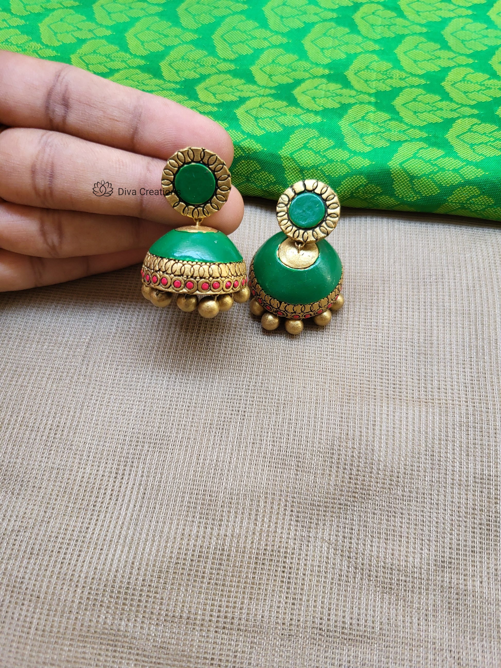 Palakka Round Type Kerala Terracotta Jhumka Earrings