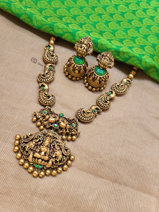 Peacock Motif Lakshmi Terracotta Jewellery