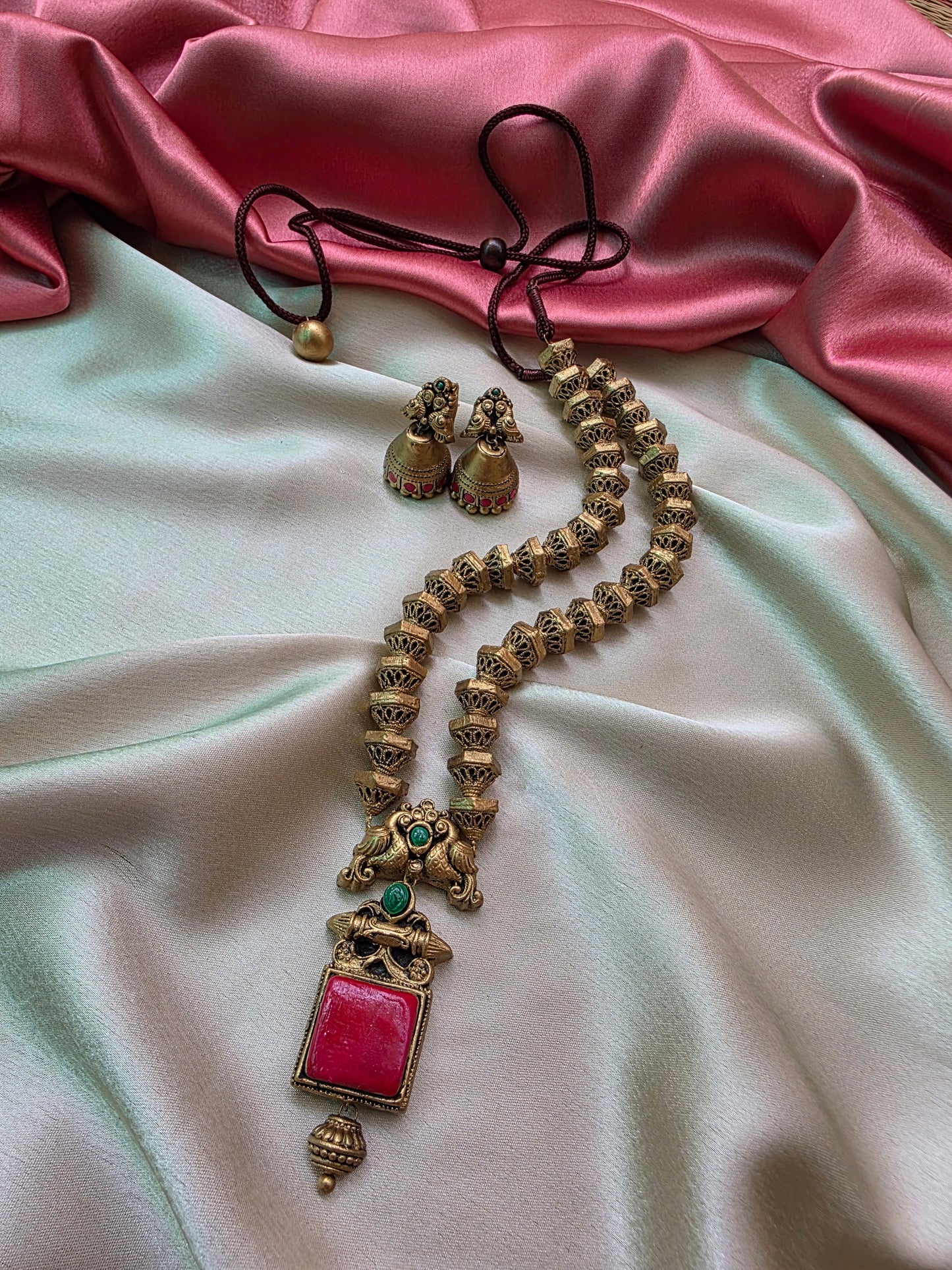 Peacock Square Terracotta Jewellery