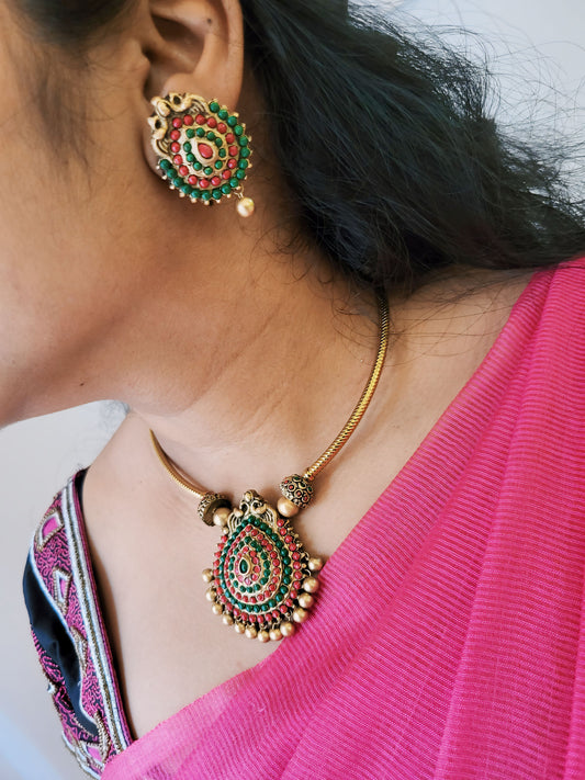Red Green Raindrop Terracotta Jewellery