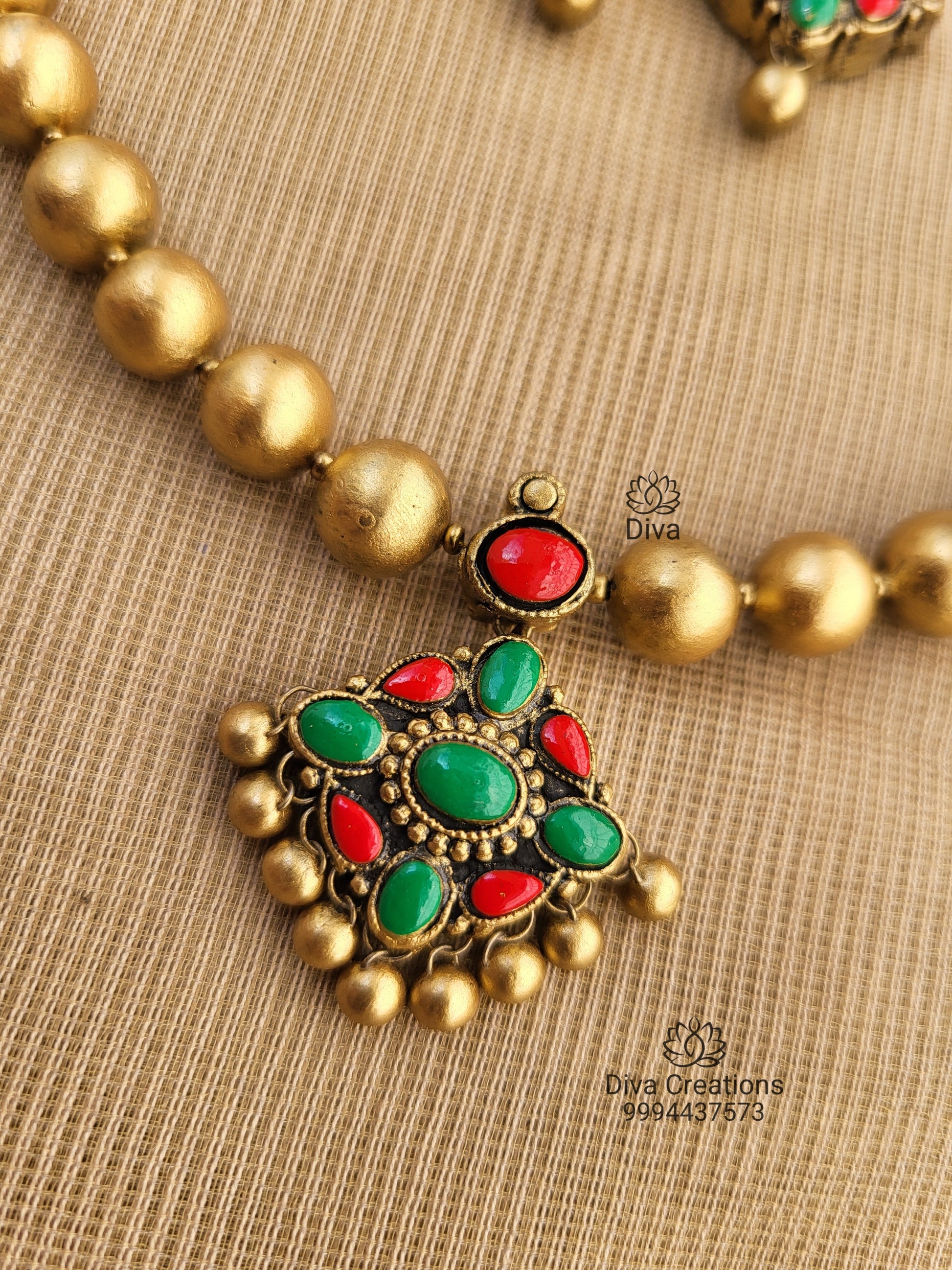 Red Green Simple Ball Terracotta Jewellery