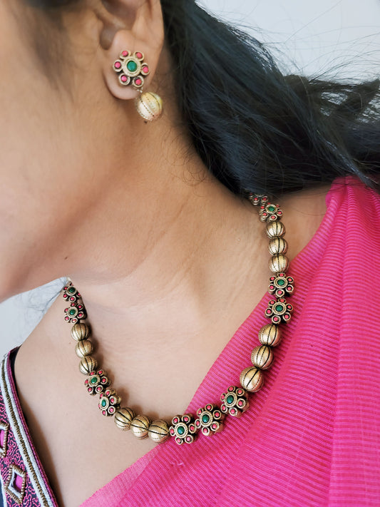Simple Flower and Bead Terracotta Jewellery