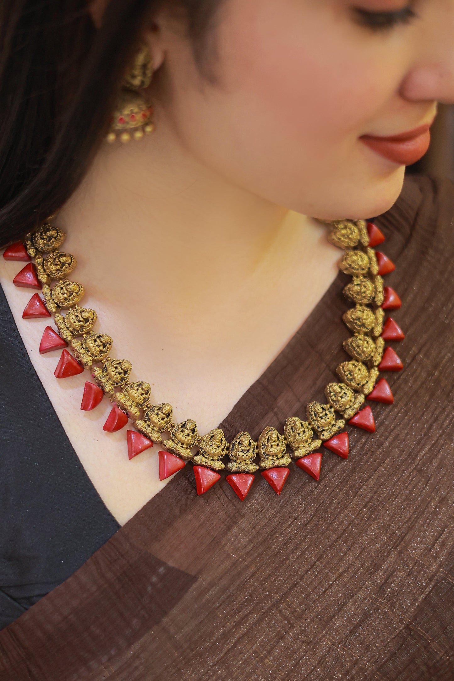Triangle Drop Lakshmi Terracotta Jewellery