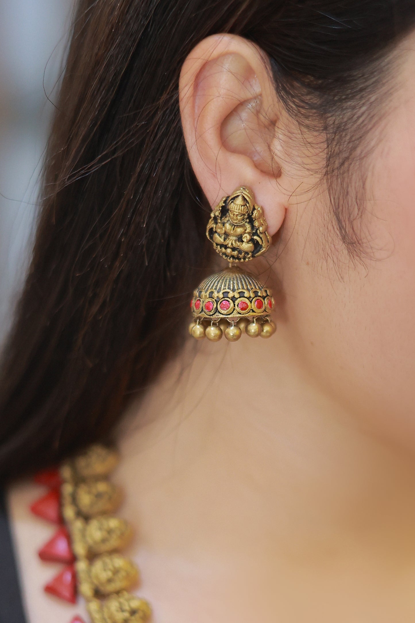 Triangle Drop Lakshmi Terracotta Jewellery