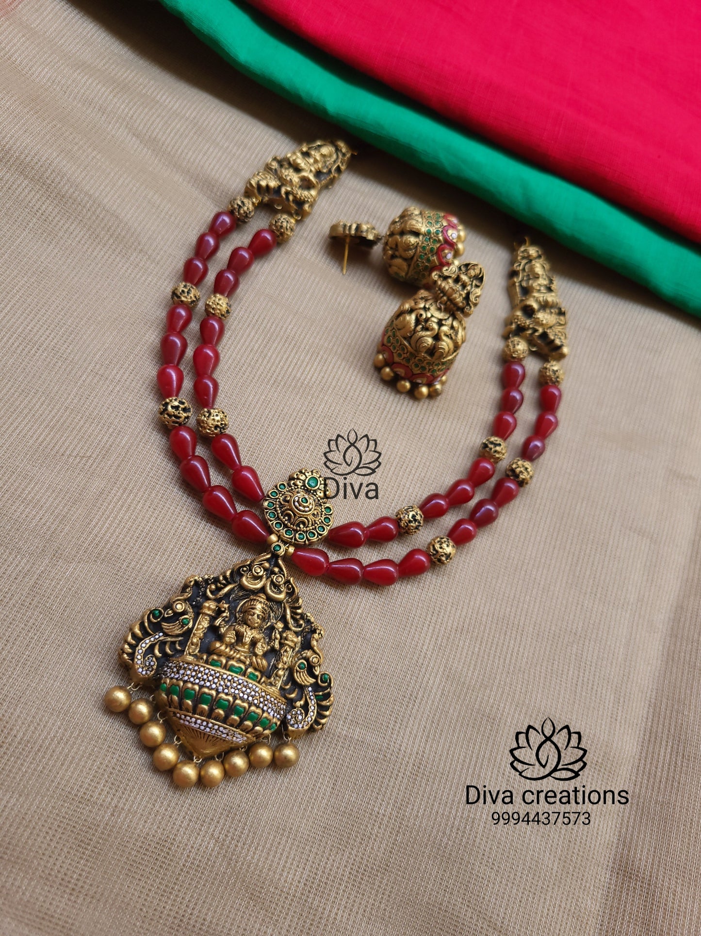 Maroon Drop Bead Terracotta Jewellery