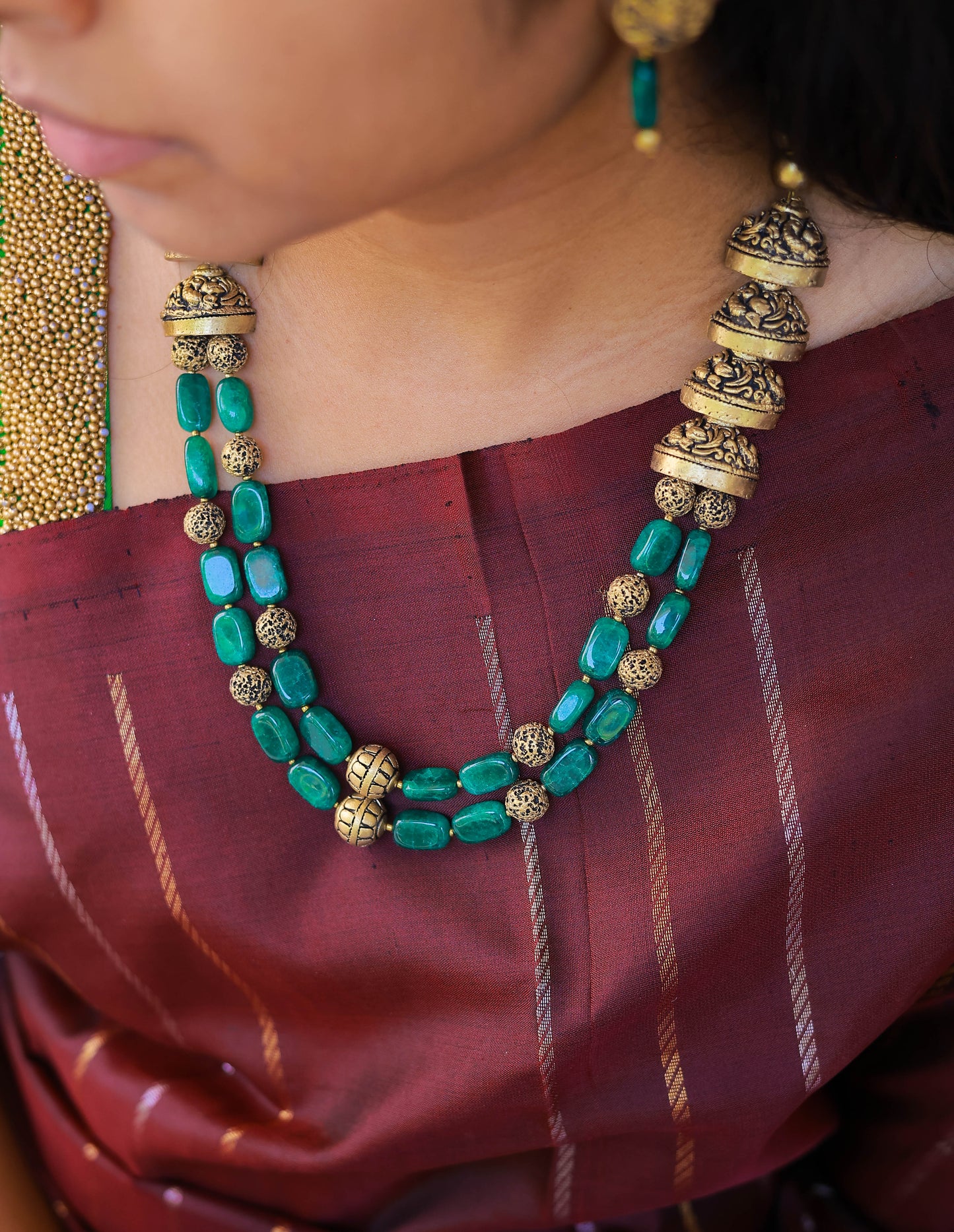 Emerald Dual Strand Fusion Terracotta Jewellery