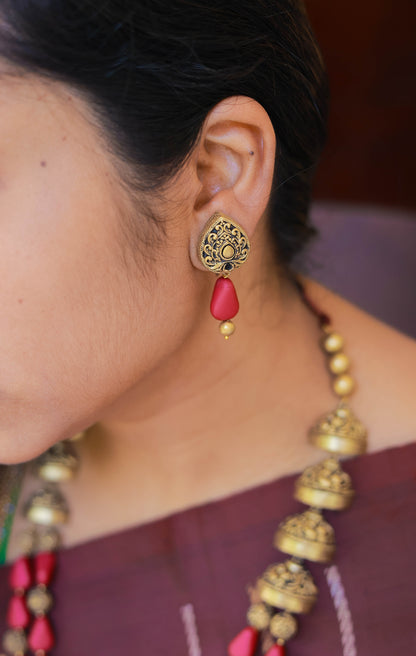 Maroon Dual Strand Fusion Terracotta Jewellery