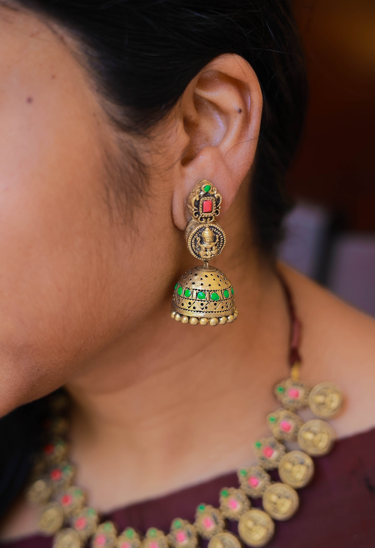 Rect Coin Lakshmi Terracotta Jewellery