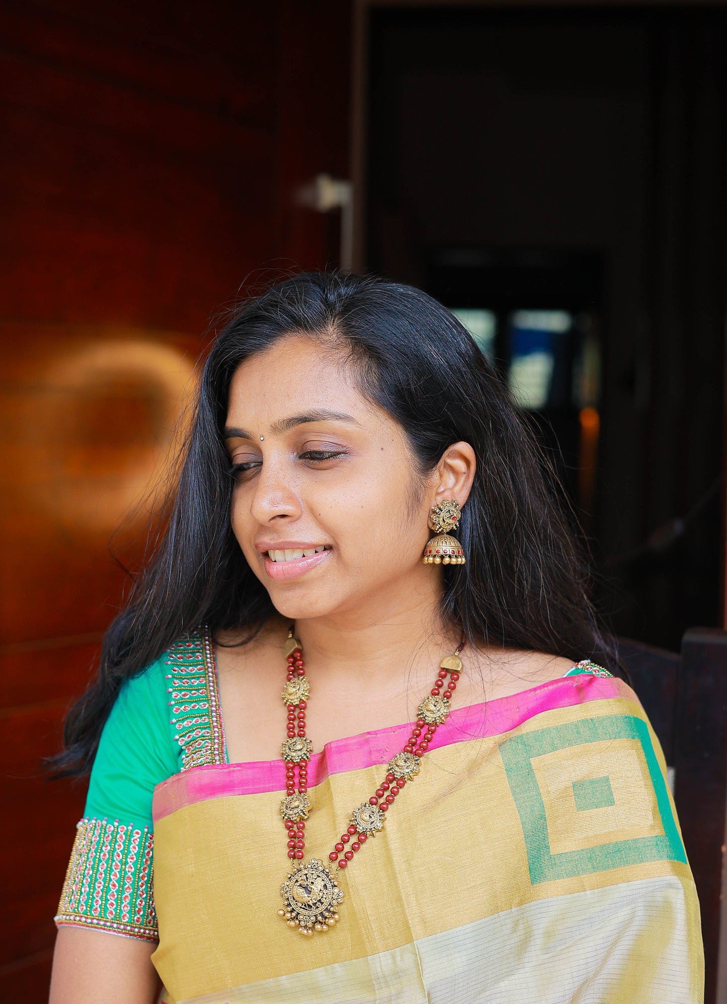 Maroon Mayura Terracotta Jewellery