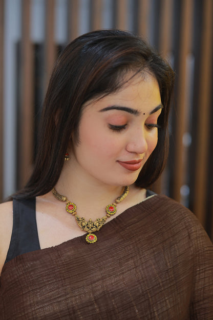 Pink Yellow Mayura Vardhini Terracotta Jewellery