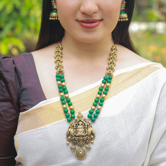 Green 2 Row Lakshmi Terracotta Jewellery