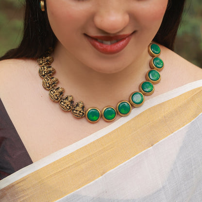 Green One Sided Lakshmi Terracotta Jewellery