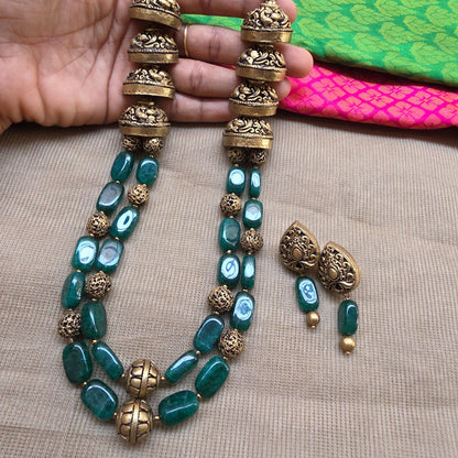 Emerald Dual Strand Fusion Terracotta Jewellery