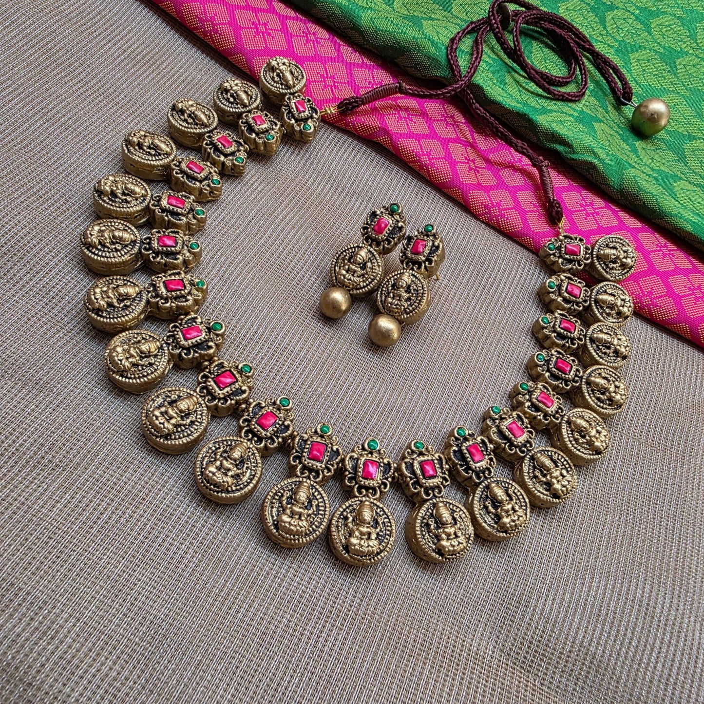 Rect Coin Lakshmi Terracotta Jewellery