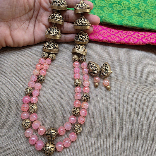Peach Dual Strand Fusion Terracotta Jewellery