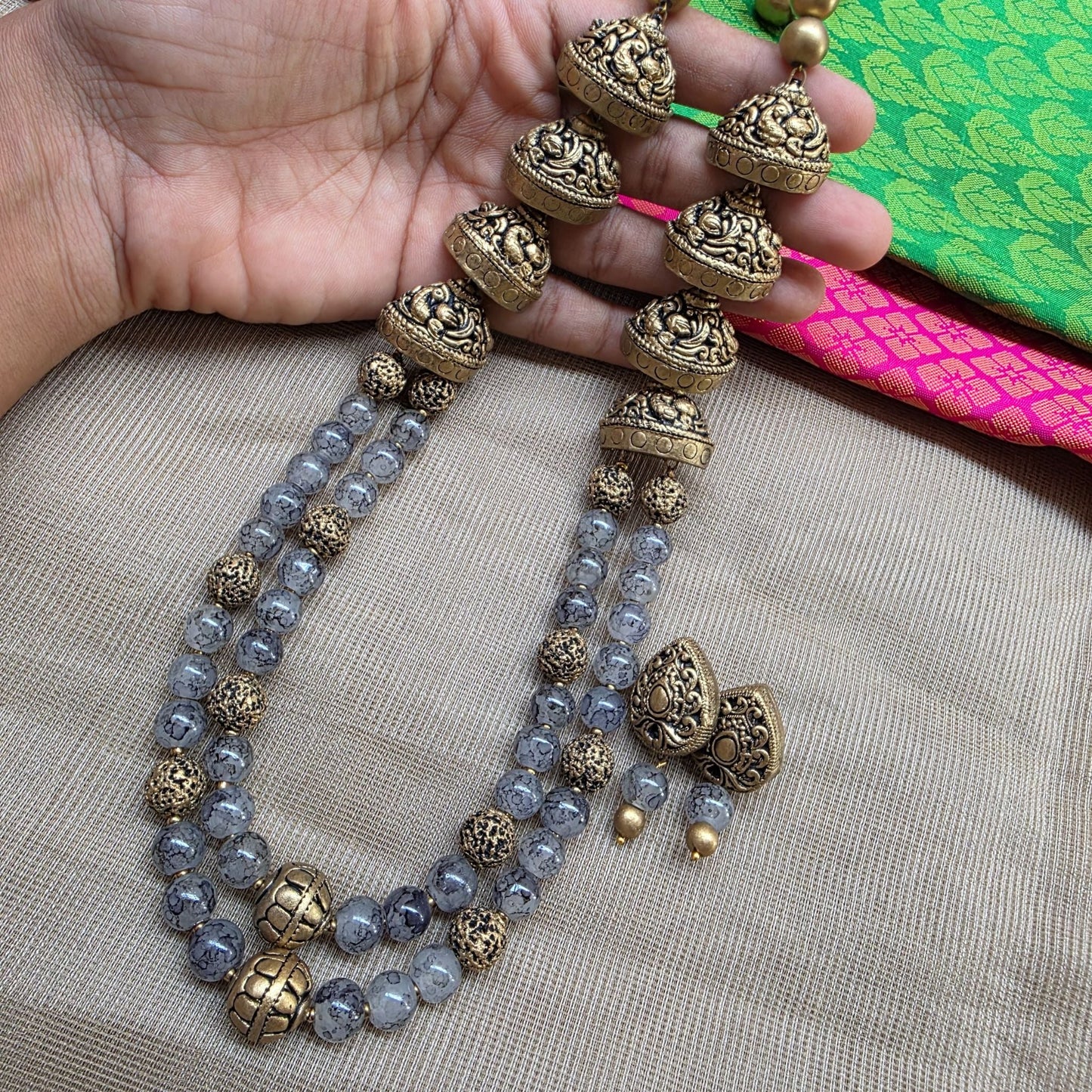 Grey Dual Strand Fusion Terracotta Jewellery