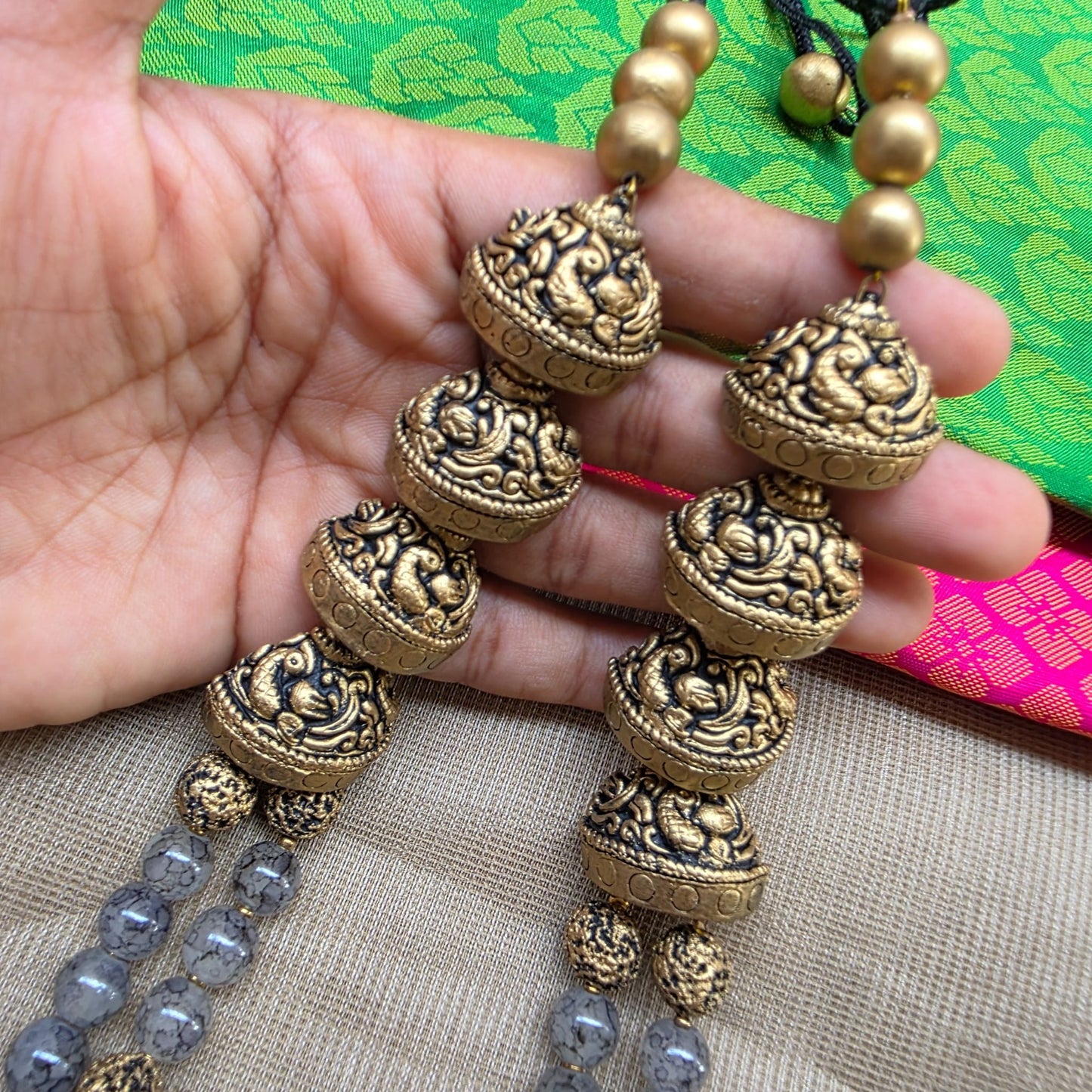 Grey Dual Strand Fusion Terracotta Jewellery