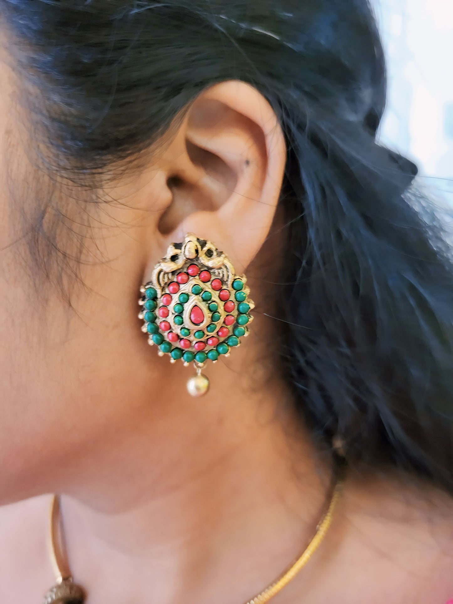 Red Green raindrop tettacotta jewellery