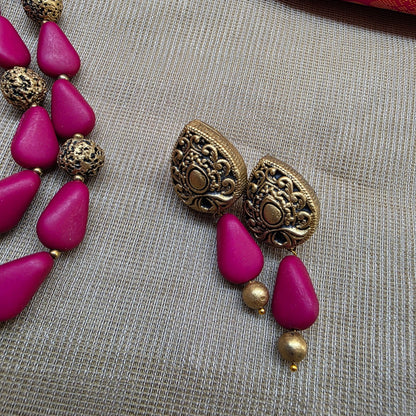 Maroon Dual Strand Fusion Terracotta Jewellery
