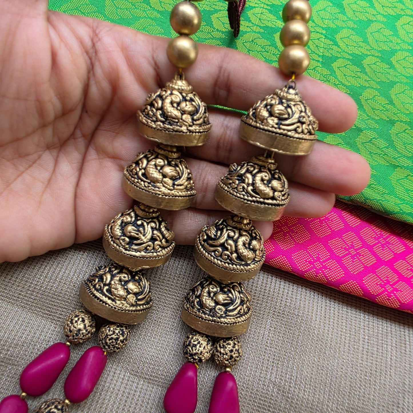 Maroon Dual Strand Fusion Terracotta Jewellery