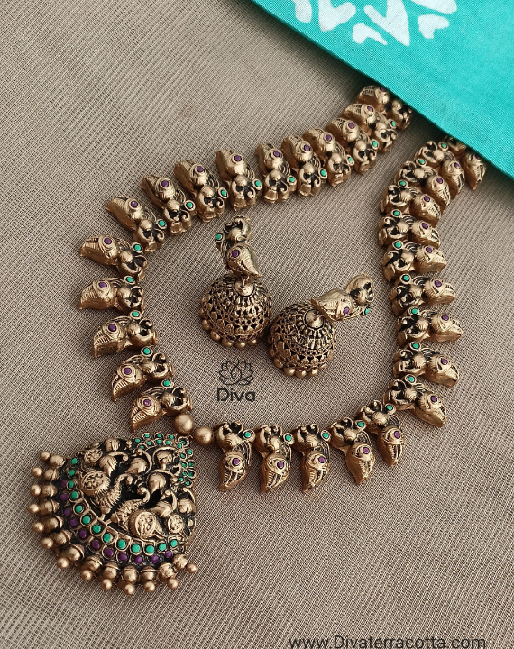 Antique Tiny Peacock Terracotta Jewellery