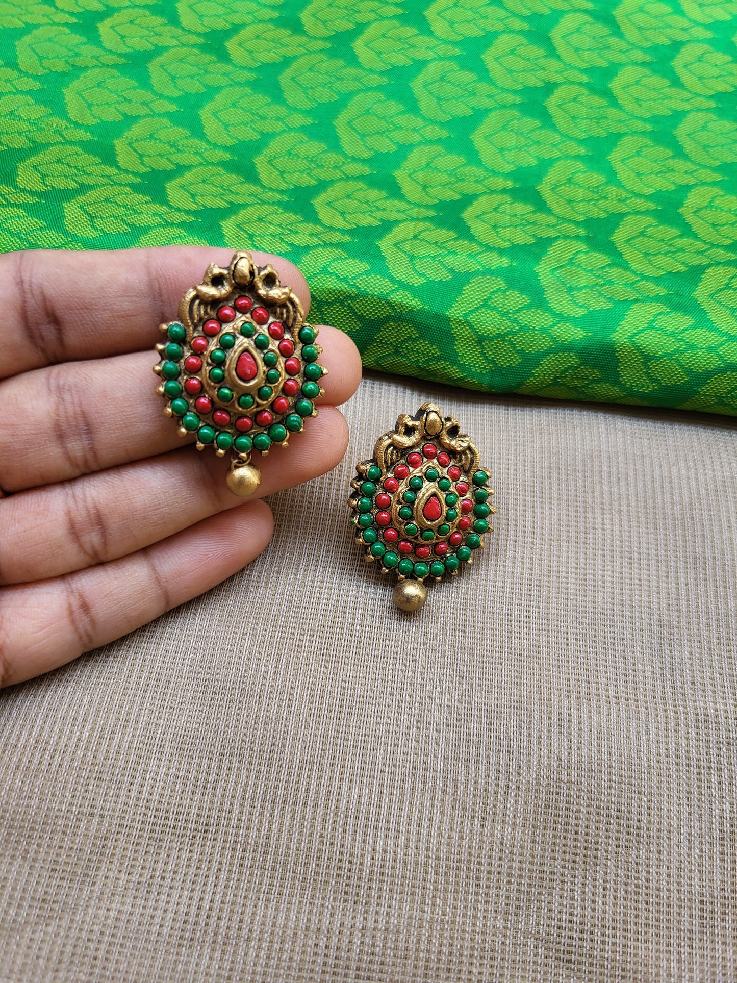 Red Green raindrop tettacotta jewellery