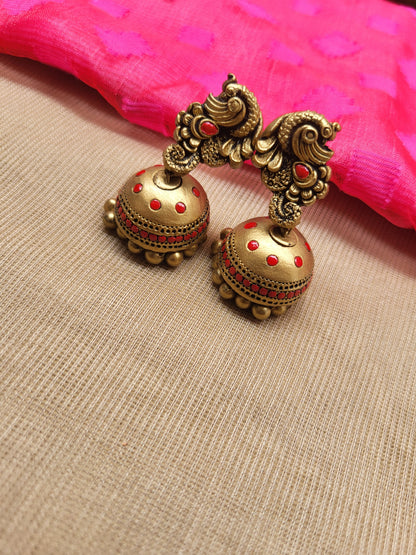Gold Peacock Motif Terracotta Jewellery