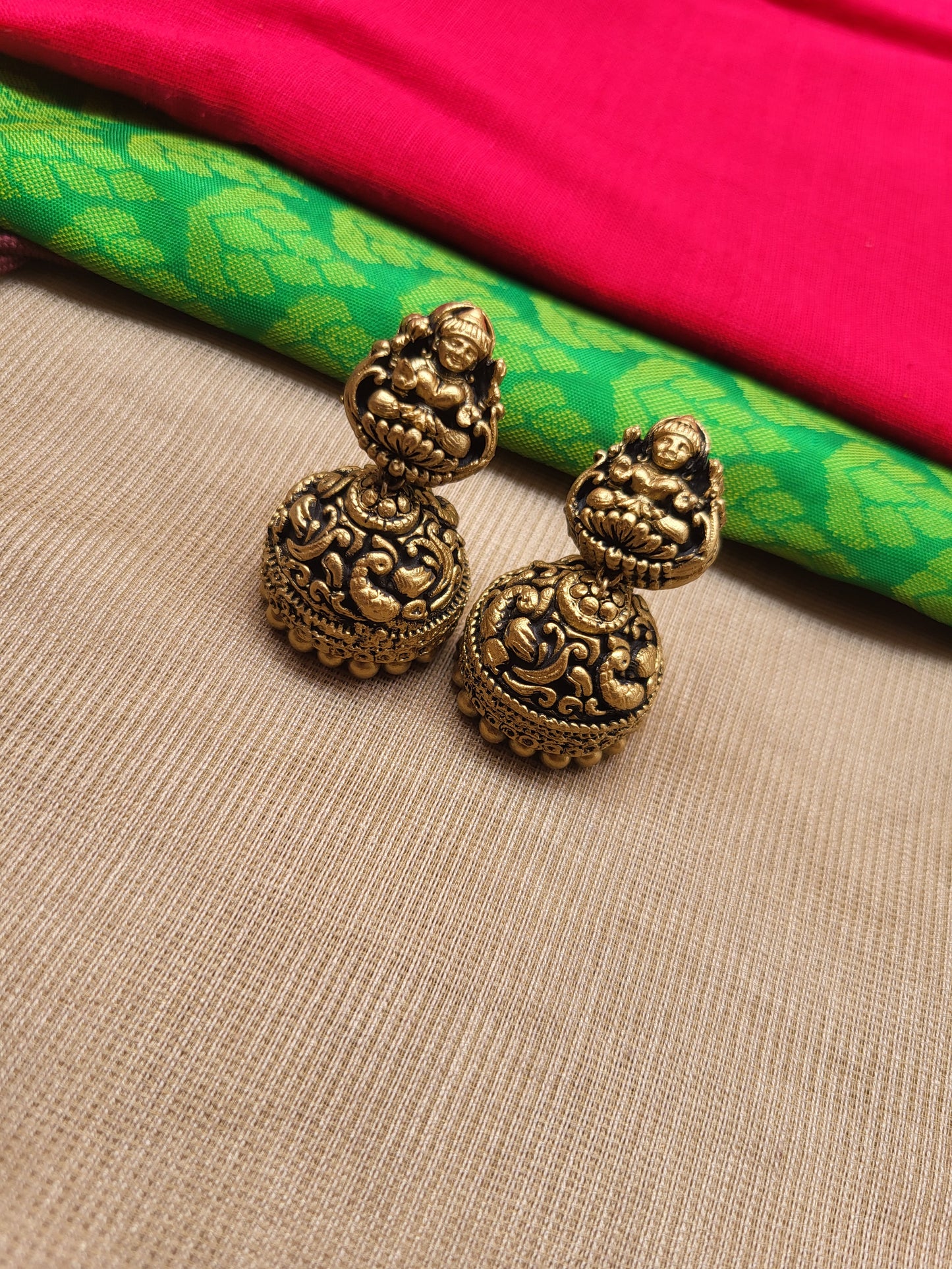 Red Green Lakshmi Terracotta Jewellery