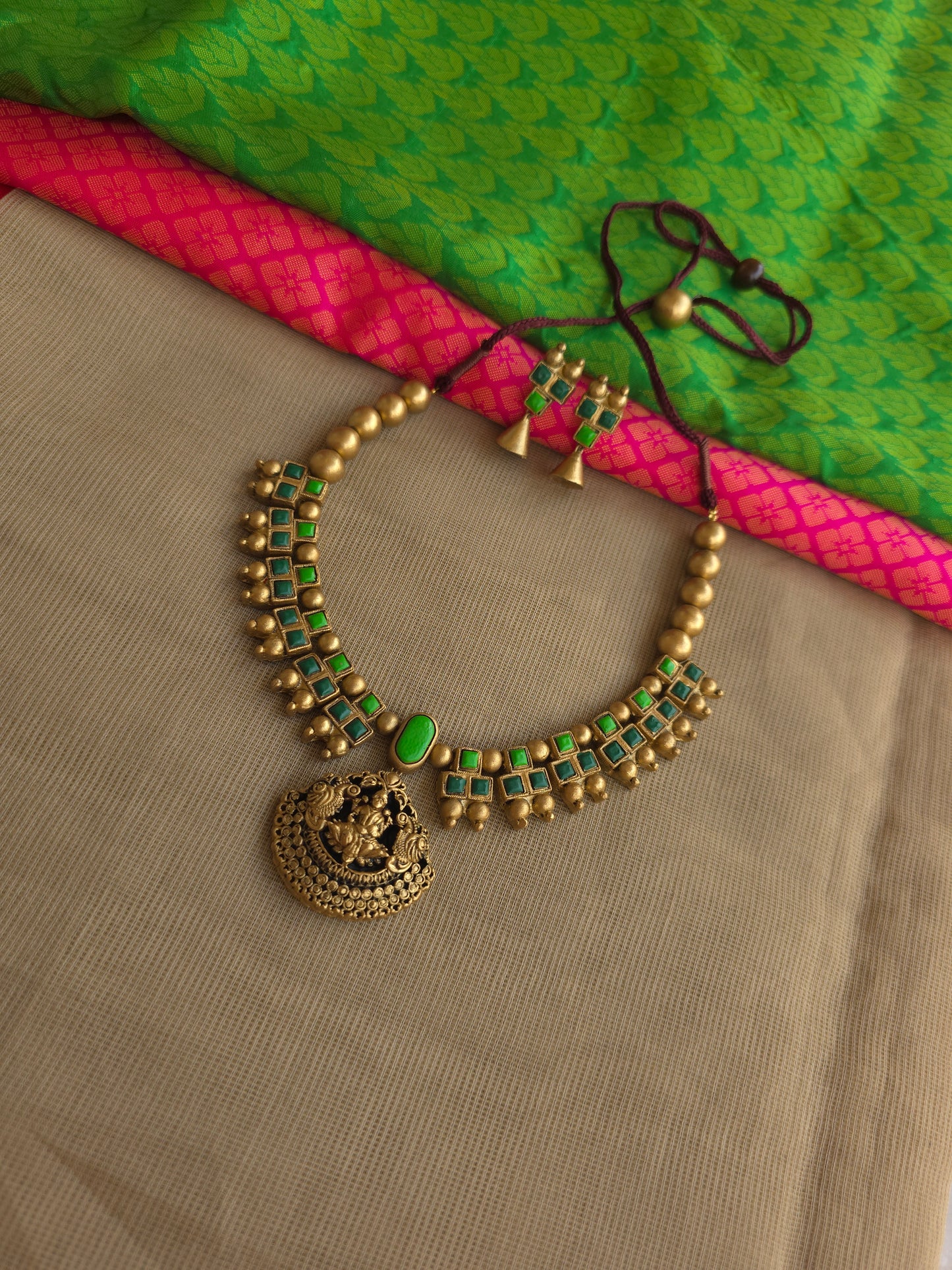Green square Lakshmi Terracotta Jewellery
