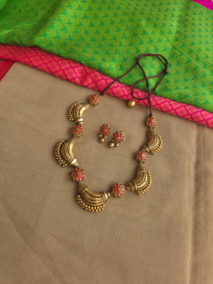 Cocoon antique gold and red terracotta jewellery